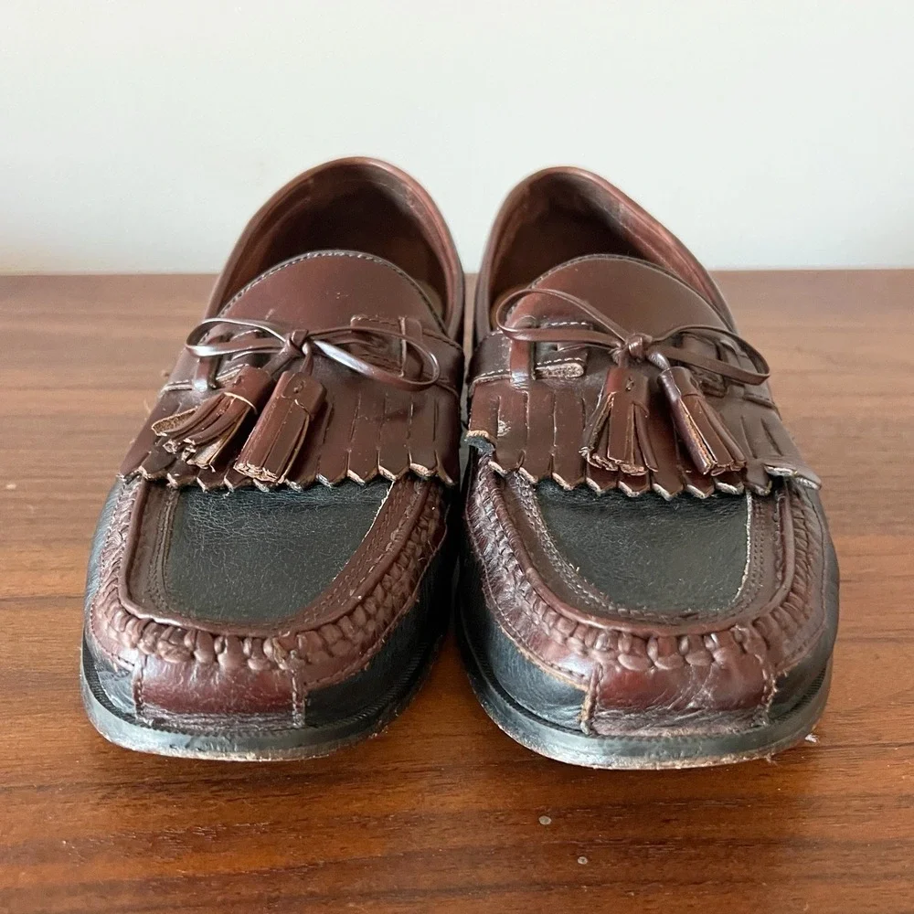 Johnston & Murphy Aragon II Kiltie Tassel Loafers Black/Chestnut Men's Size 10.5